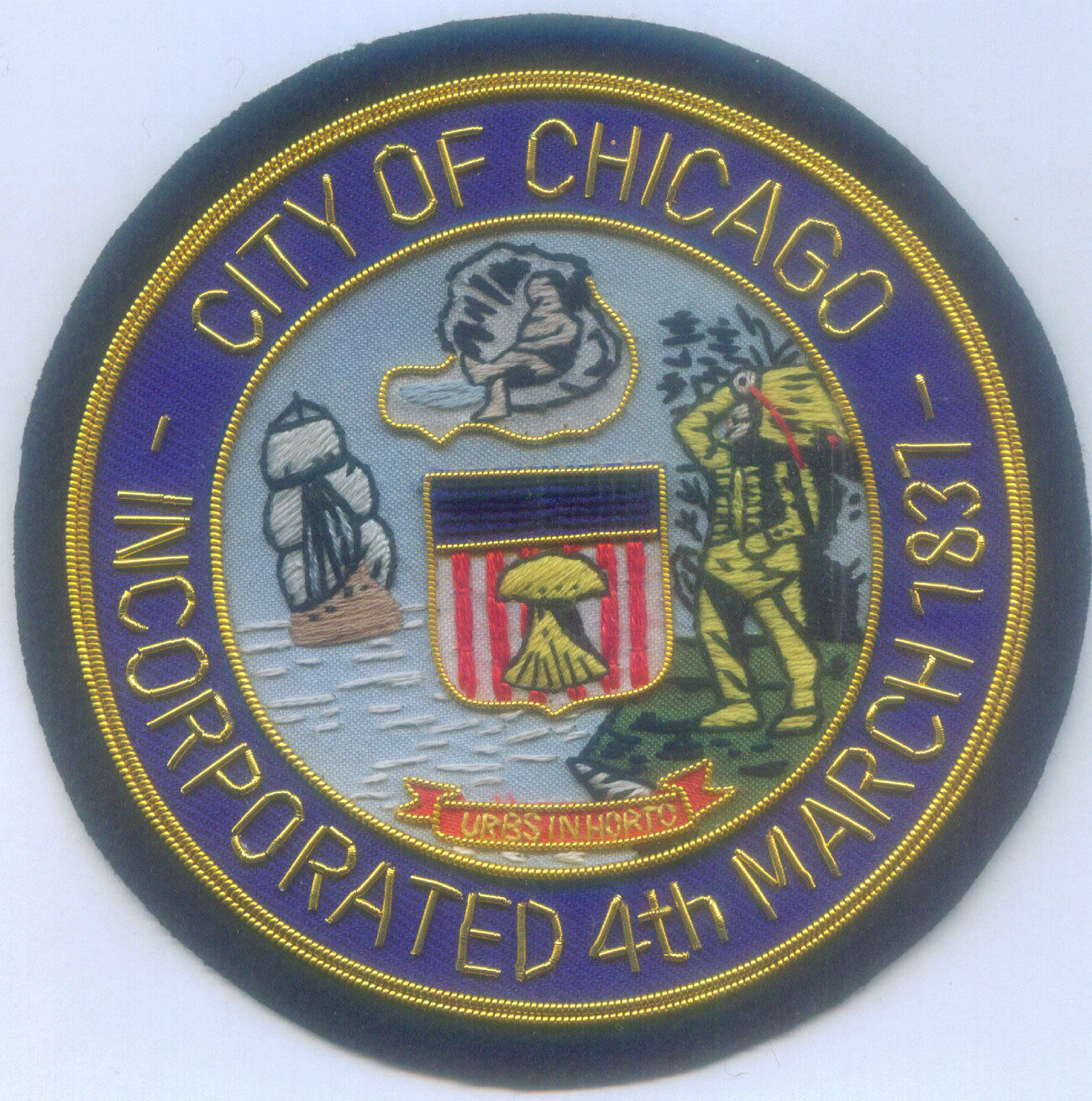 Chicago Il Illinois City Municipal Arms Uniform Crest Blazer Bullion Patch Seal